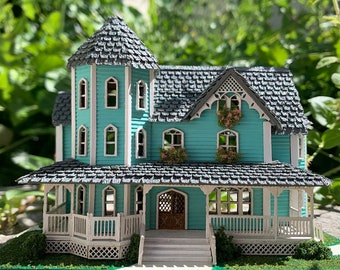 NEW 1:144 Wooden Dollhouse Kit, Dollhouse For Your Dollhouse, Gorgeous Victorian Wooden Dollhouse Kit, SHIPS WORLDWIDE