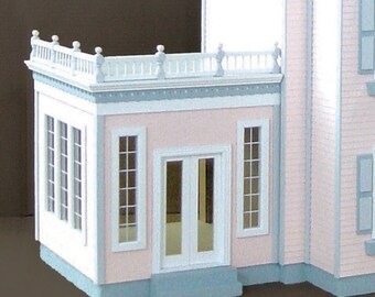 1:12 Aggiunta conservatorio Kit casa delle bambole in legno, scala di un pollice 1:12 Aggiunta conservatorio Kit casa delle bambole in legno, scala di un pollice