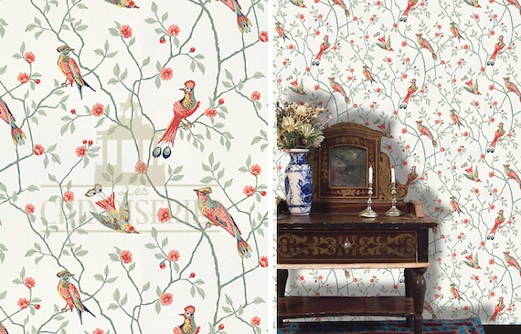 Dollhouse Miniature Wallpaper, Birds, Scale One Inch