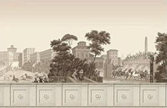 1:12 Dollhouse Miniature WALLPAPER, Edouard 19th century French Mural 3, Scale One Inch