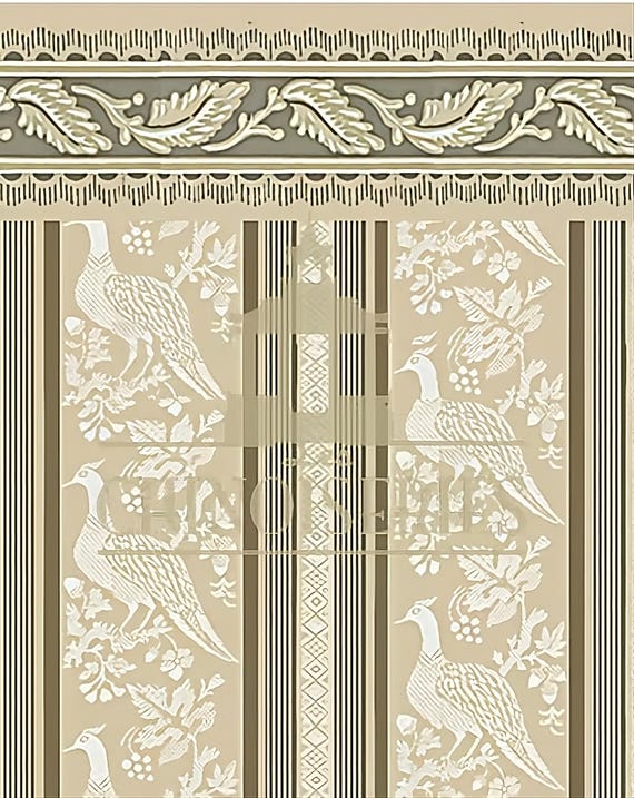 1:12 Dollhouse Miniature WALLPAPER, Lady Amherst, Scale One Inch