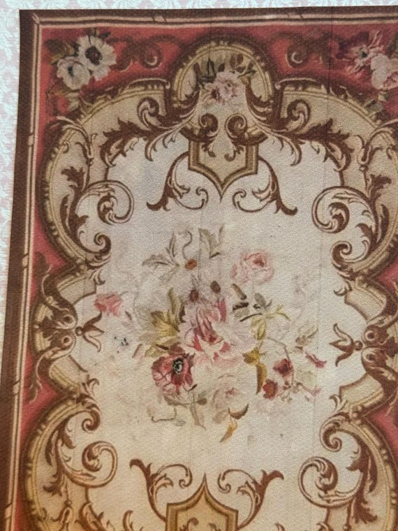 1:12 Dollhouse Miniature French Aubusson Carpet, Napoleon III Rug, One Inch Scale