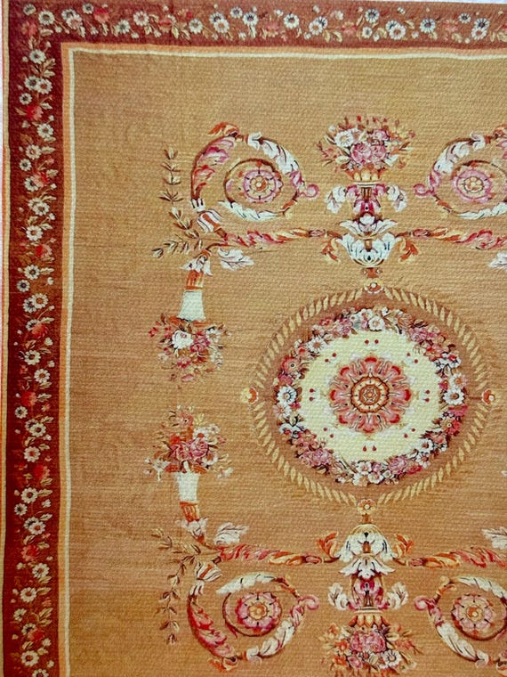 1:12 Dollhouse Miniature French Aubusson Rug, Room Size Rug, XIV, One Inch Scale