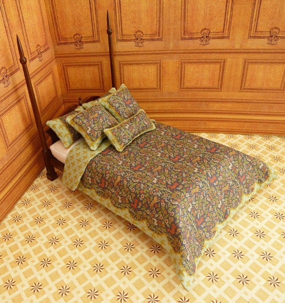 Dollhouse Miniature Double Bedding KIT, Fauna, 1:12 scale