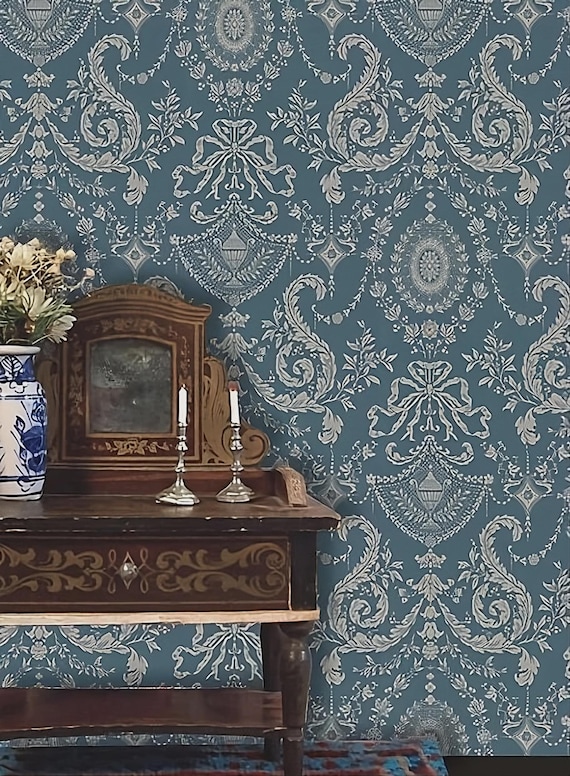 1:12 Dollhouse Miniature WALLPAPER, Mary Elizabeth, Scale One Inch