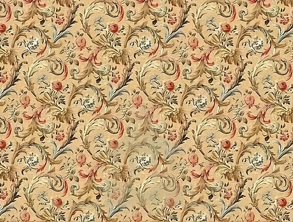 1:12 Dollhouse Miniature FABRIC, Matching FABRIC, Florentine, Scale One Inch