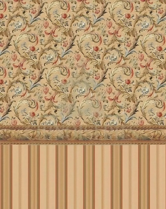 1:12 Dollhouse Miniature WALLPAPER, Florentine, Scale One Inch