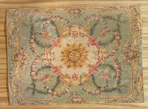 Dollhouse Miniature Romantic Shabby Chic French Aubusson Room Size Rug, Parisienne, 1:12 Scale