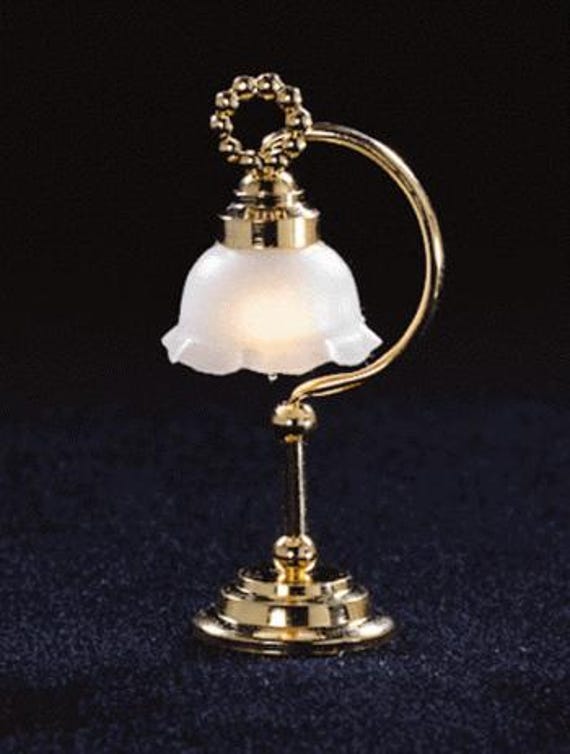 Dollhouse 12V Desk Lamp with Fluted Shade, 1:12 scale