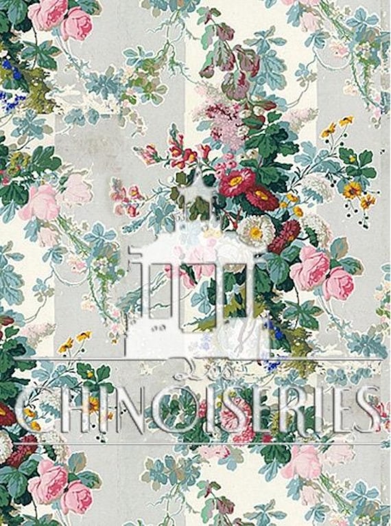 1:12 Dollhouse Miniature FABRIC, Matching Fabric, Shabby Rose, Scale One Inch
