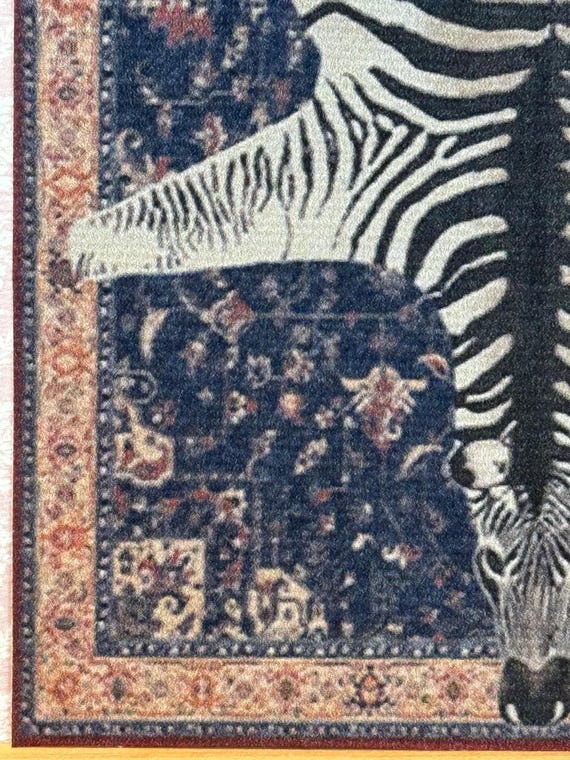1:12 Dollhouse Miniature Zebra Rug, Modern Classic Rug, Dollhouse Oriental Rug, Iris, Scale One inch