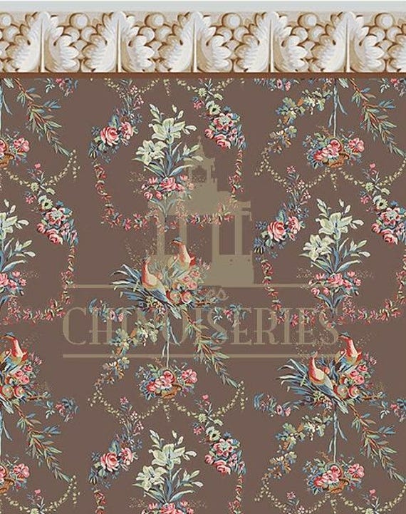 1:12 Dollhouse Miniature WALLPAPER, Bye Bye Birdie, Scale One Inch