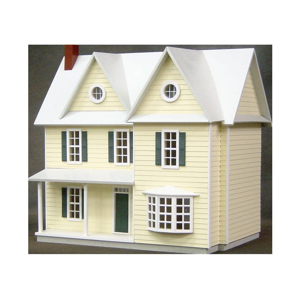 Wooden Dollhouse Kit, Spacious Country Farmhouse, Half Inch Scale