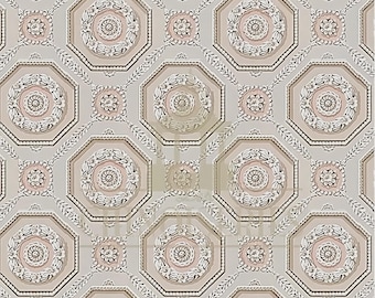 1:12 Dollhouse WALLPAPER, CEILING PAPER, Floor Paper, Napoli, Scale One Inch