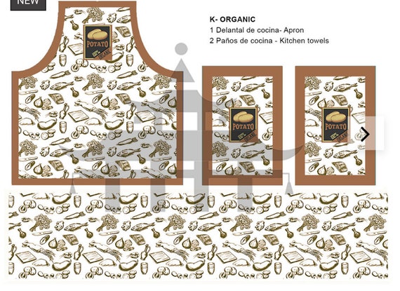 Dollhouse Miniature Organic Apron with Dish Towels DIY KIT, 1:12 scale