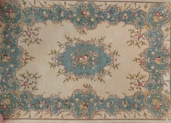 1:12 Dollhouse Miniature French Aubusson Rug, Madeline