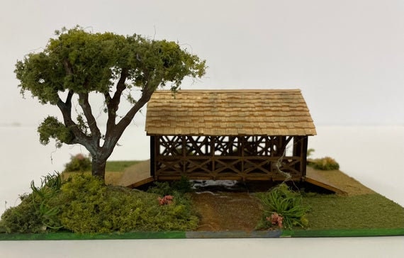 1:144 Micro Mini Wooden Scale Model KIT, Covered Bridge, 1/144 scale