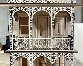 Kit de casa de muñecas de madera a escala 1:24, El Barrio Francés, escala de media pulgada.
