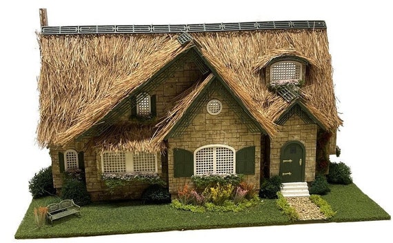 1:48 Wooden Dollhouse Dollshouse Kit, English Country Cottage, Quarter Inch Scale