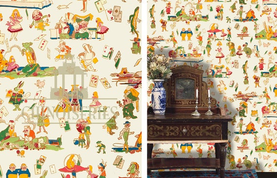 Dollhouse Miniature Wallpaper, Go Ask Alice, Scale One Inch