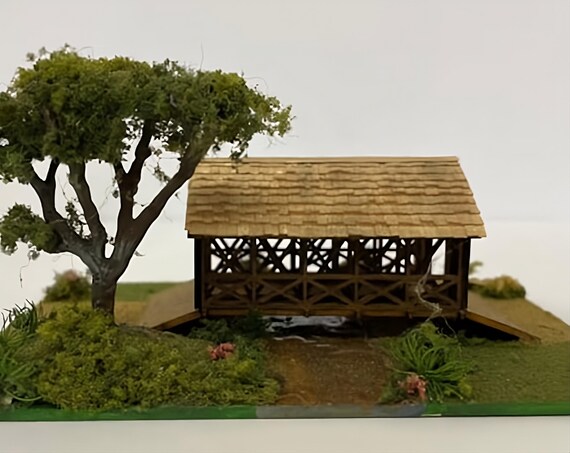 1:144 Micro Mini Wooden Scale Model KIT, Covered Bridge, 1/144 scale