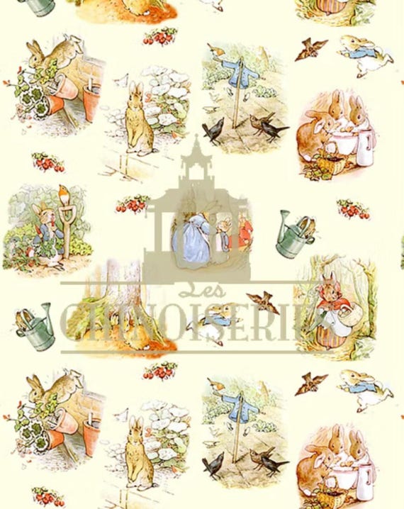 1:12 Dollhouse Miniature WALLPAPER, Peter Rabbit, Scale One Inch