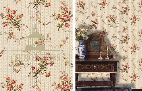 Dollhouse Miniature Wallpaper, Queen, Scale One Inch