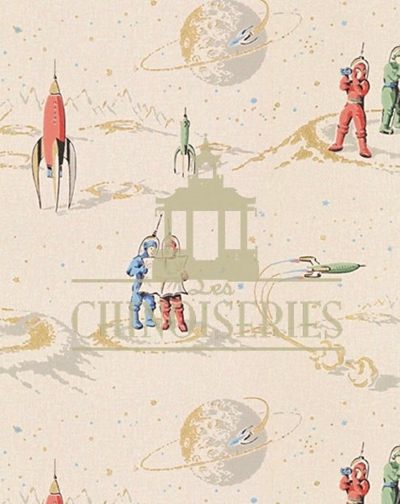 1:12 Dollhouse Miniature FABRIC, Matching Fabric, Man on the Moon, Scale One Inch