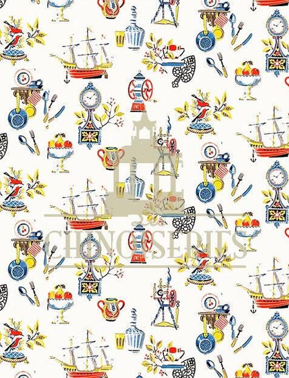 1:12 Dollhouse Miniature FABRIC, Matching Fabric, Stockholm 1957, Scale One Inch