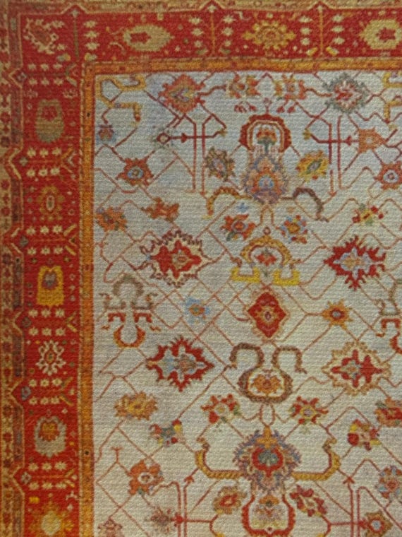 1:12 Dollhouse Miniature Turkish Oushak Rug, Oriental Carpet, Herekeh Prayer Rug, One Inch Scale