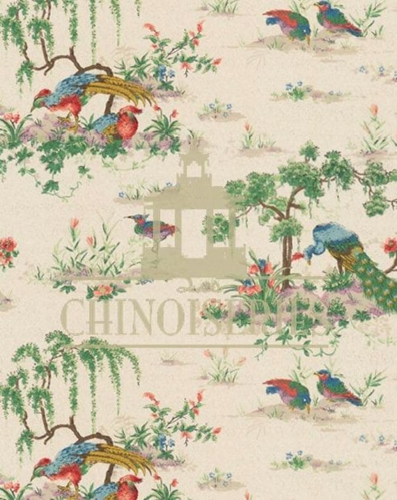 1:12 Dollhouse Miniature WALLPAPER, Pavo Real, Scale One Inch