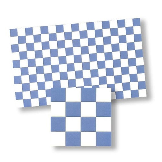 Dollhouse Miniature Blue/White SquareTile Sheet, Faux Tile, 1:12 or 1/24 scale