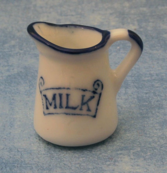 Dollhouse Miniature Ceramic Milk Pitcher, 1:12 scale