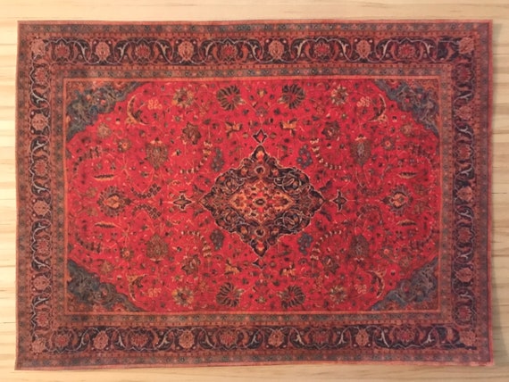 Dollhouse Miniature Room size Persian Carpet, "Smoldering Sunset", 1:12 Scale
