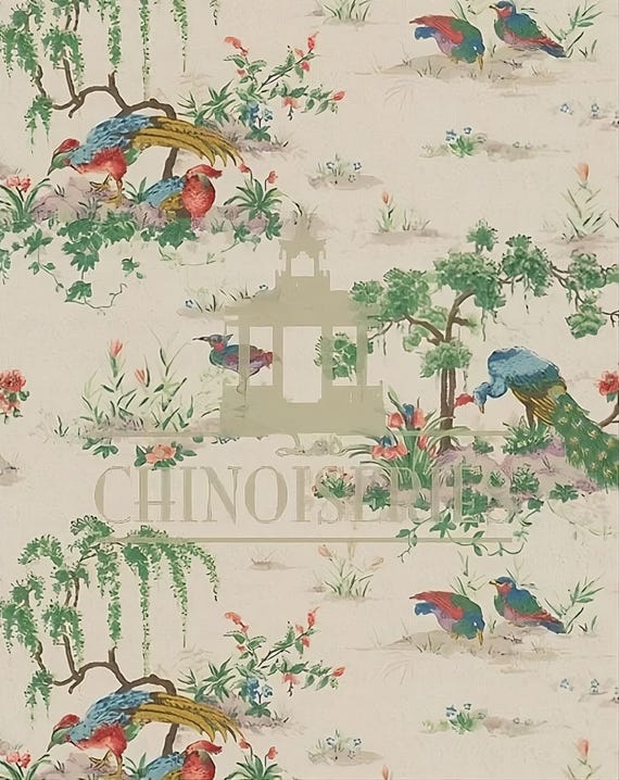 1:12 Dollhouse Miniature WALLPAPER, Pavo Real, Scale One Inch