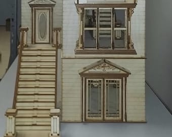 Kit de casa de muñecas de madera a escala 1:24, Casa de muñecas Painted Lady de San Francisco, escala de media pulgada.