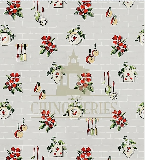 Dollhouse Miniature FABRIC, Matching Fabric, Retro Kitchen, 1:12 scale