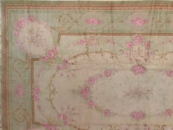 Dollhouse Miniature Romantic Shabby Chic Room size Rug, Rouge, 1:12 Scale