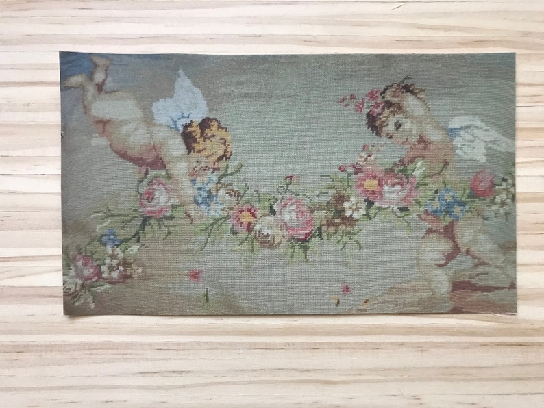 Dollhouse Miniature Romantic Shabby Chic Cherubs Rug, Scale One Inch image 1