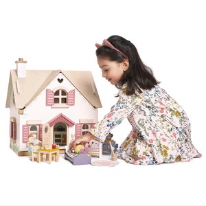 1st Wooden Dollhouse, Charming Countryside Cottage, INCLUDES FURNITURE image 1
