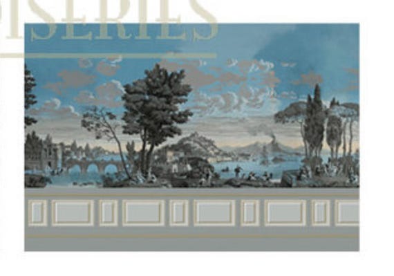 1:12 Dollhouse Miniature WALLPAPER, WALL MURAL, Italia 2, Scale One Inch
