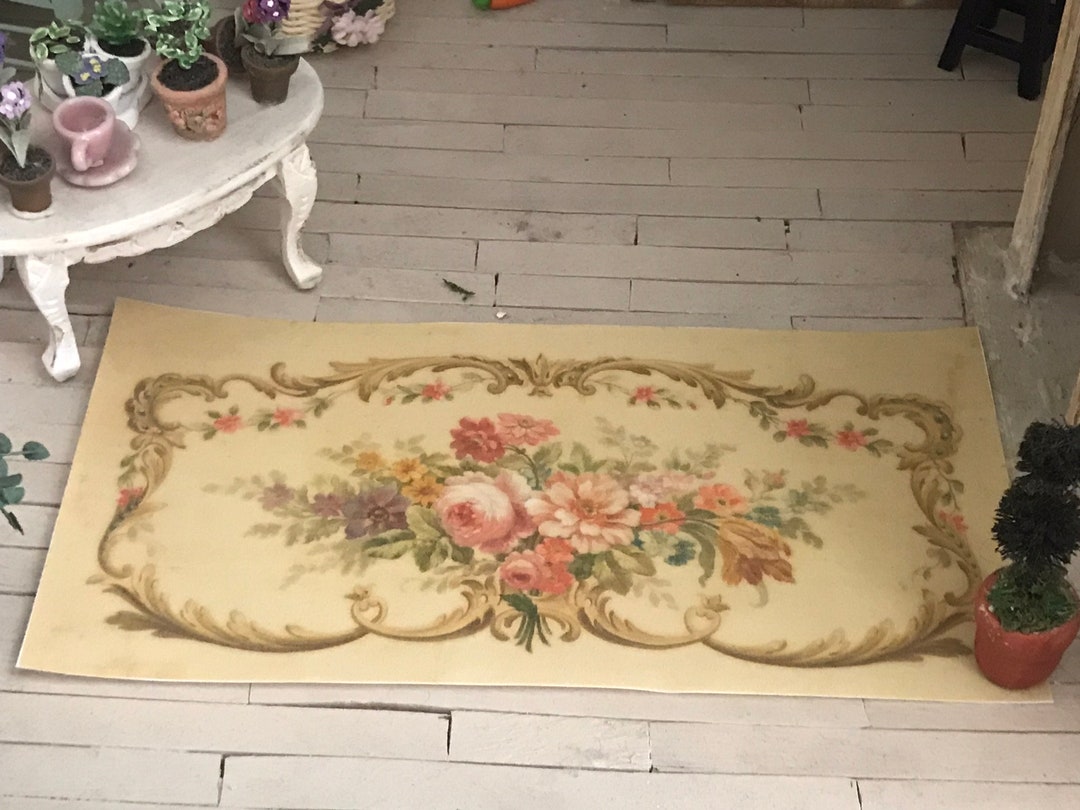 112 Miniature Rose Garden Dollhouse Miniature Aubusson Rug the