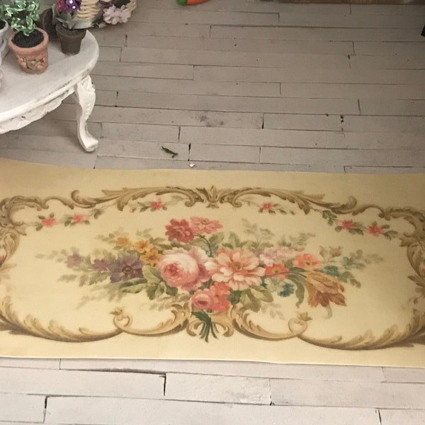 1:12 Miniature Rose Garden Dollhouse Miniature Aubusson Rug "The Language of Flowers", Scale One Inch