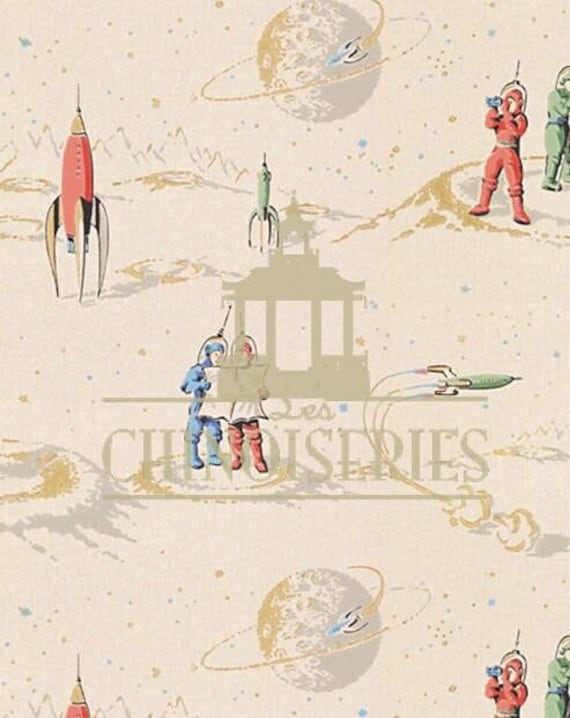 1:12 Dollhouse Miniature WALLPAPER, Man on the Moon, Scale One Inch