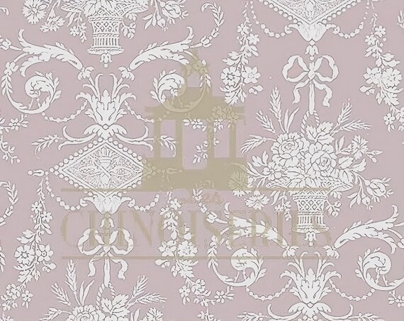 1:12 Dollhouse Miniature WALLPAPER, Mauve, Scale One Inch