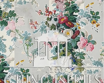 Puppenhausstoff im Maßstab 1:12, passender Stoff, Shabby Rose, Maßstab 1 Zoll