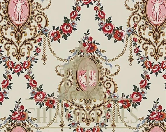 1:12 Dollhouse Miniature WALLPAPER, Cupid, Scale One Inch