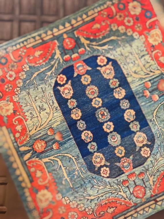 Dollhouse Miniature Art Nouveau Room size Serapi Rug, 1:12 Scale