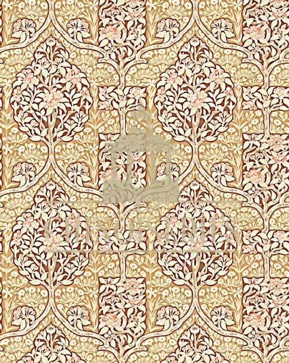 1:12 Dollhouse Miniature WALLPAPER, Art Nouveau Wallpaper, Tree of Life, Scale One Inch