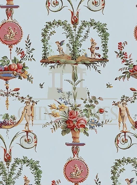 1:12 Dollhouse Miniature WALLPAPER, Tryst, Scale One Inch